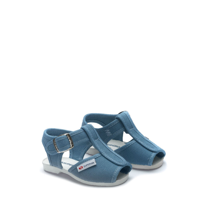 Blaue Kindersandalen mit Obermaterial aus Baumwolle 2