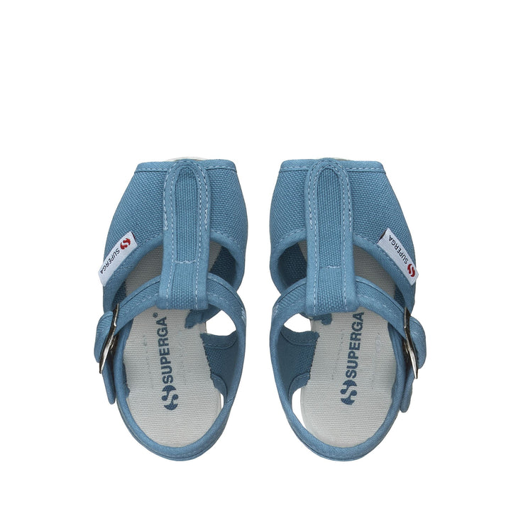 Blaue Kindersandalen mit Obermaterial aus Baumwolle 4
