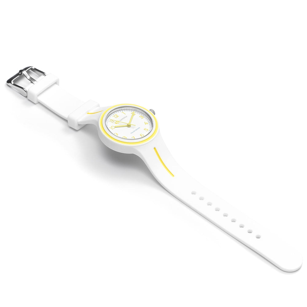 Weiße analoge Kinderarmbanduhr mit Gummiarmband 02