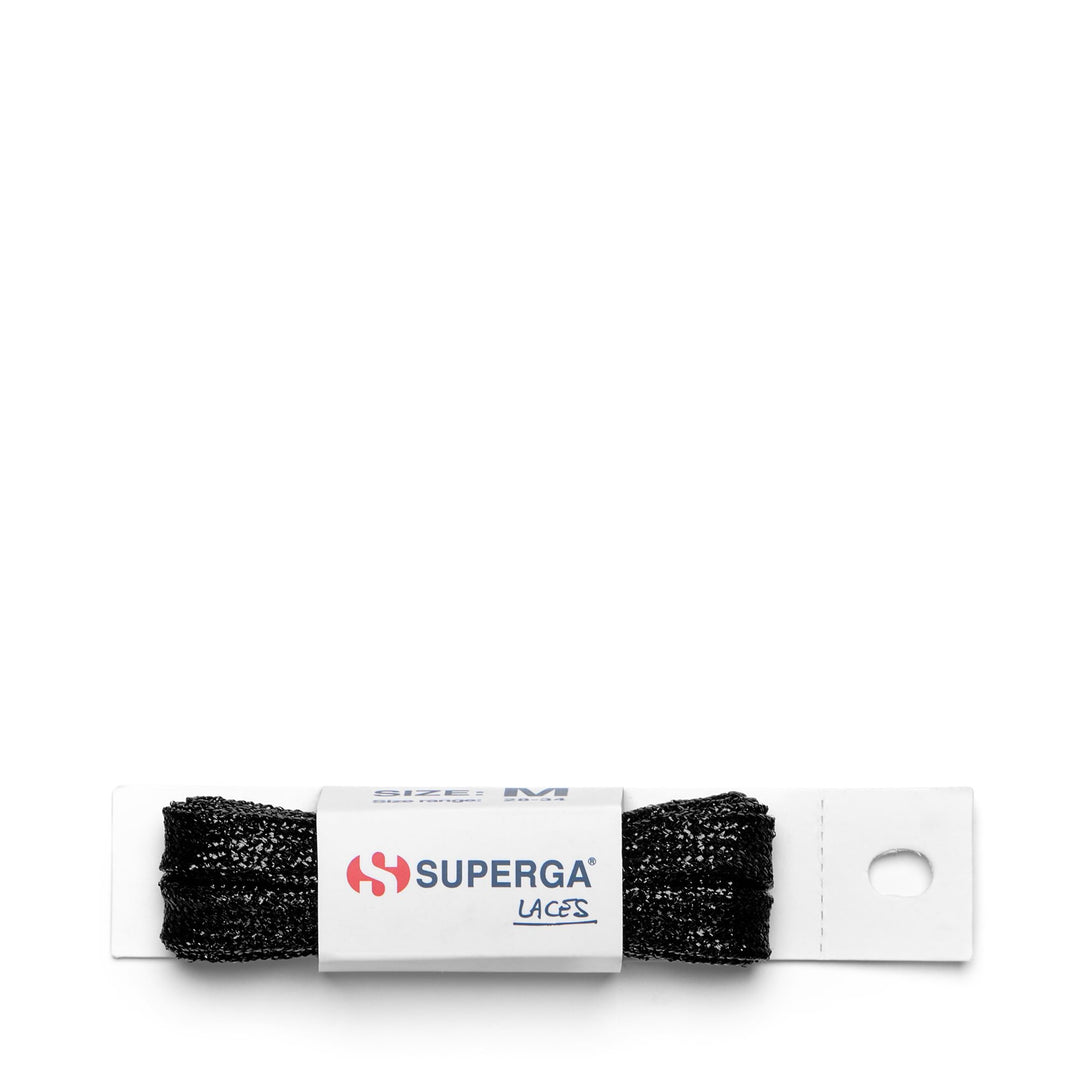 Schwarze Unisex-Schnürsenkel mit Lamé-Stoff 01