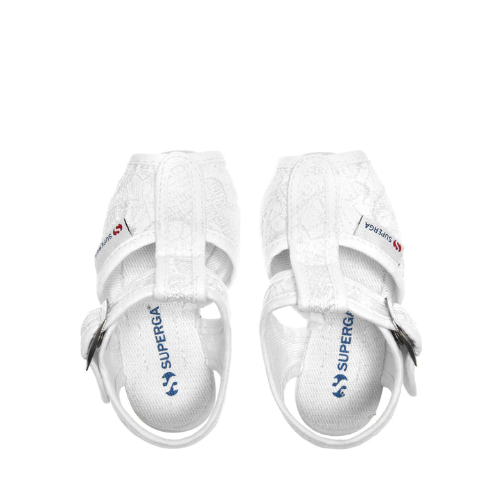 Weiße Sandalen für Mädchen mit Obermaterial aus Makramee-Spitze 4