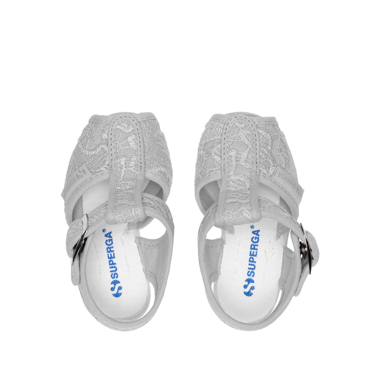 Graue Sandalen für Mädchen mit Obermaterial aus Makramee-Spitze 4