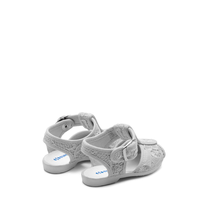 Graue Sandalen für Mädchen mit Obermaterial aus Makramee-Spitze 3