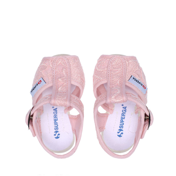 Rosa Sandalen für Mädchen mit Obermaterial aus Makramee-Spitze 4