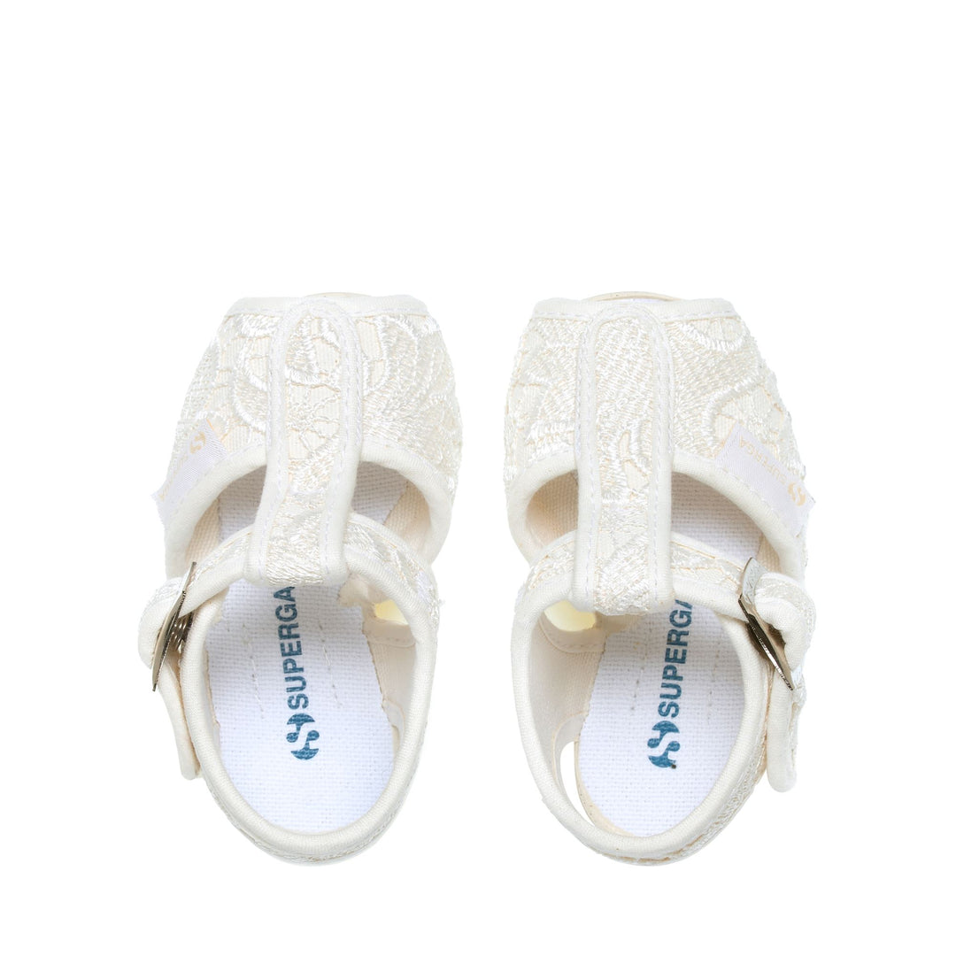 Weiße Sandalen für Mädchen mit Obermaterial aus Makramee-Spitze main