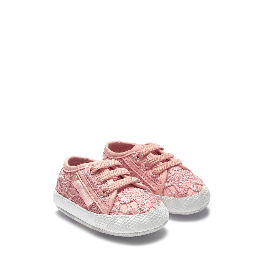 Niedrig geschnittene Mädchen-Sneakers in Rosa mit Obermaterial aus Makramee-Spitze 02