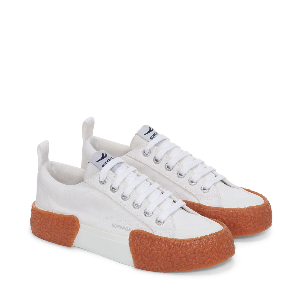 Weiße Low Cut-Sneakers mit Baumwollobermaterial 02