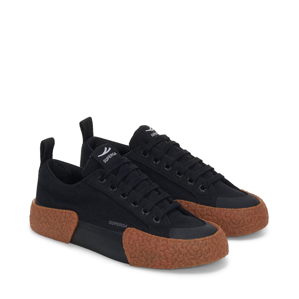 Schwarze Low Cut-Sneakers mit Obermaterial aus Baumwolle 02