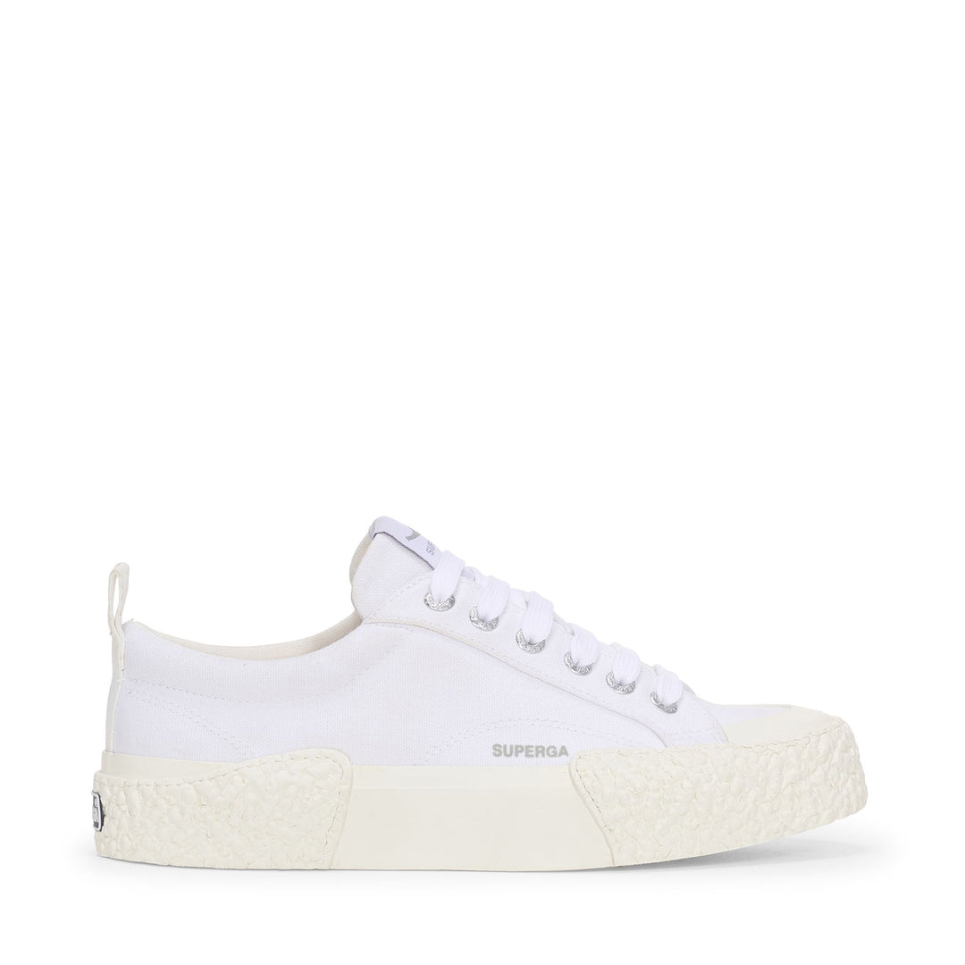 Weiße Low Cut-Sneakers mit Baumwollobermaterial 01