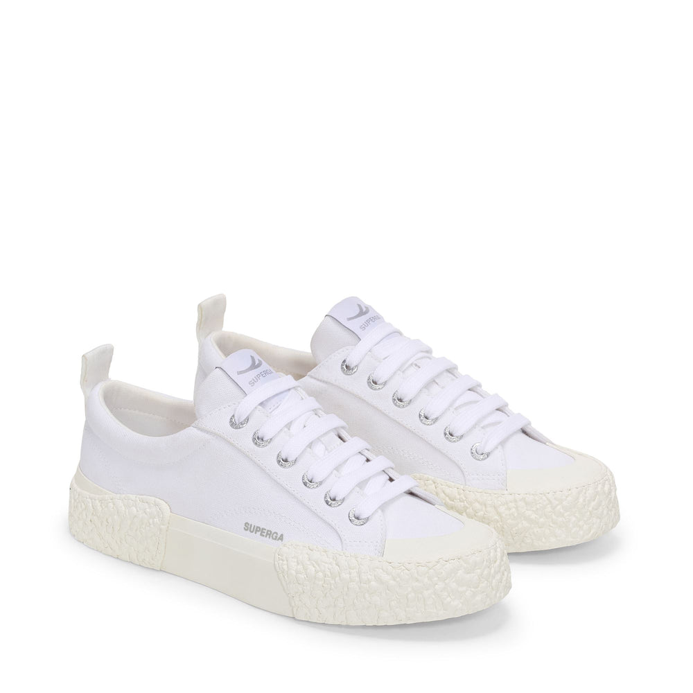 Weiße Low Cut-Sneakers mit Baumwollobermaterial 02