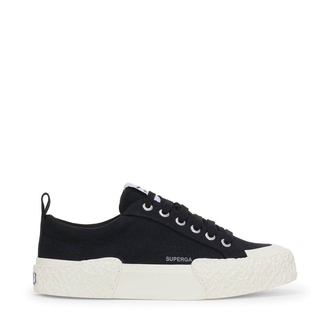 Schwarze Low Cut-Sneakers mit Obermaterial aus Baumwolle 01