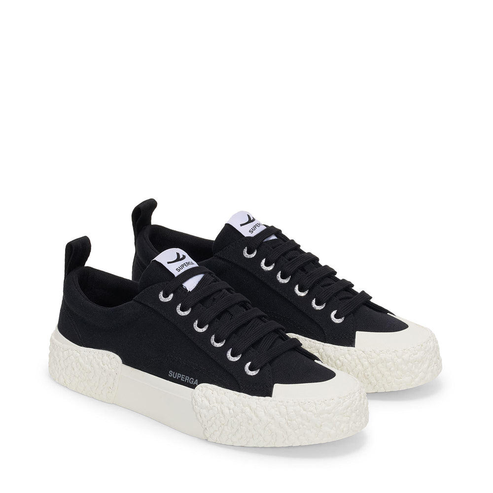 Schwarze Low Cut-Sneakers mit Obermaterial aus Baumwolle 02