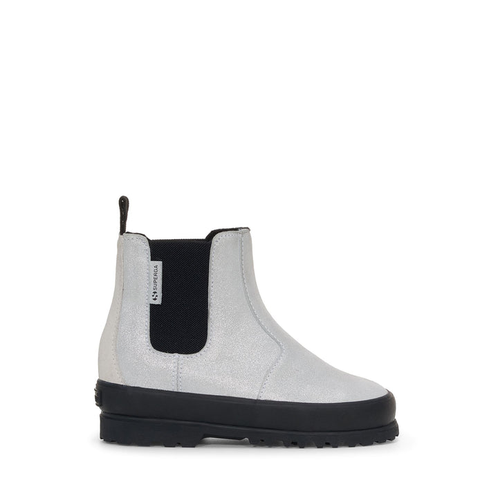 Silberne Stiefeletten für Mädchen mit Obermaterial aus glitzerndem Leder 1