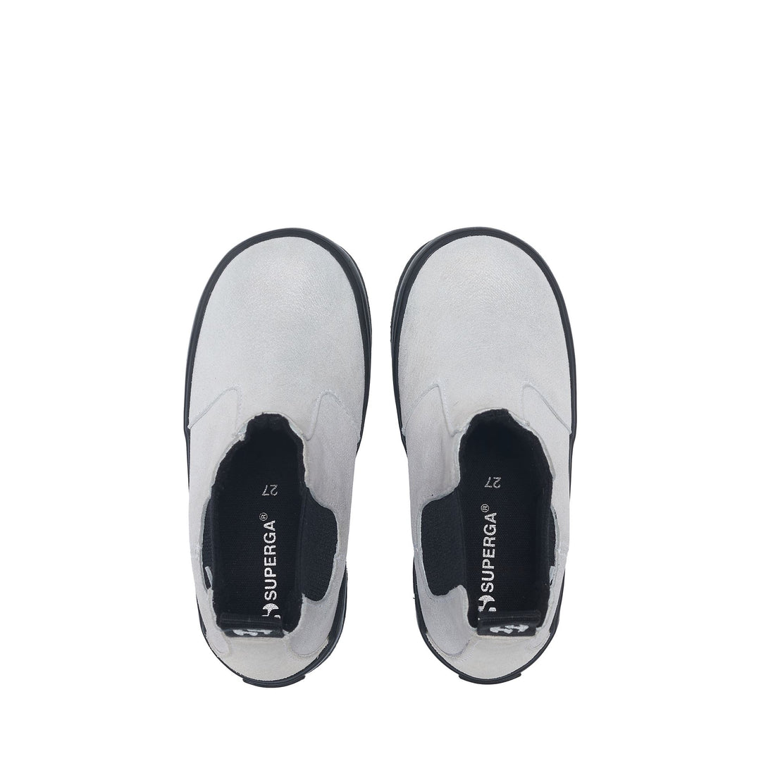 Silberne Stiefeletten für Mädchen mit Obermaterial aus glitzerndem Leder main