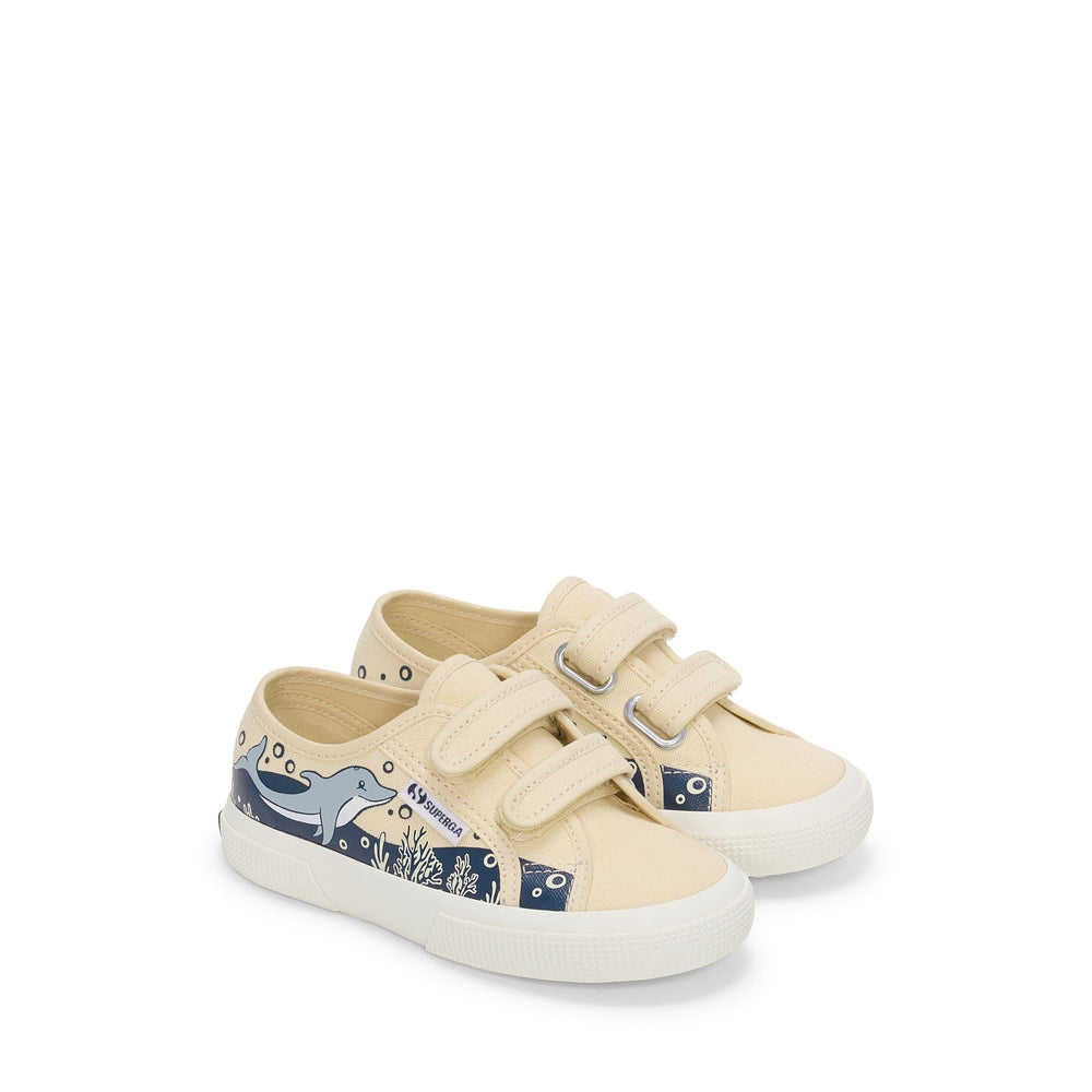 Beigefarbene Low-Cut-Sneakers für Kinder mit Obermaterial aus Baumwolle 02