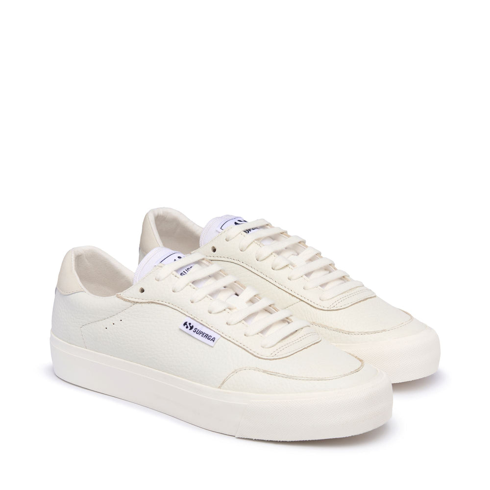 Weiße Unisex Low Cut Sneakers mit Obermaterial aus Leder 02
