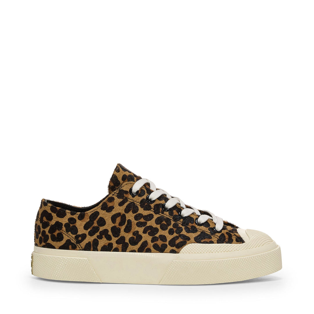 Unisex Low Cut Sneakers mit Leopardenmuster und Obermaterial aus Leder 01