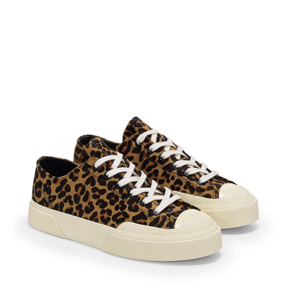 Unisex Low Cut Sneakers mit Leopardenmuster und Obermaterial aus Leder 02