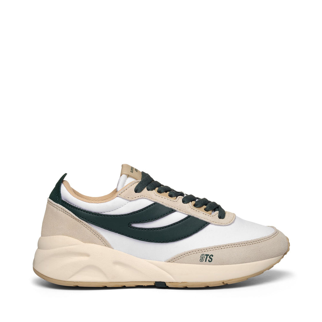 Weiße Unisex-Sneaker mit niedrigem Schnitt und Obermaterial aus Wildleder 01