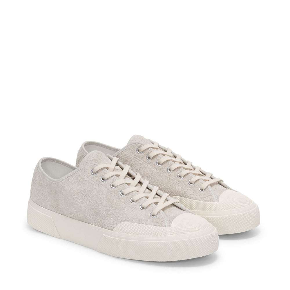 Weiße Unisex-Sneaker mit niedrigem Schnitt und Obermaterial aus Wildleder 02