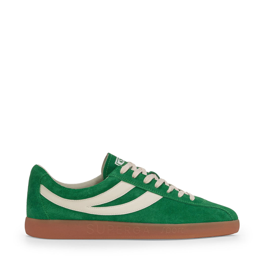 Unisex Low Cut Sneakers Green with Suede Upper 01