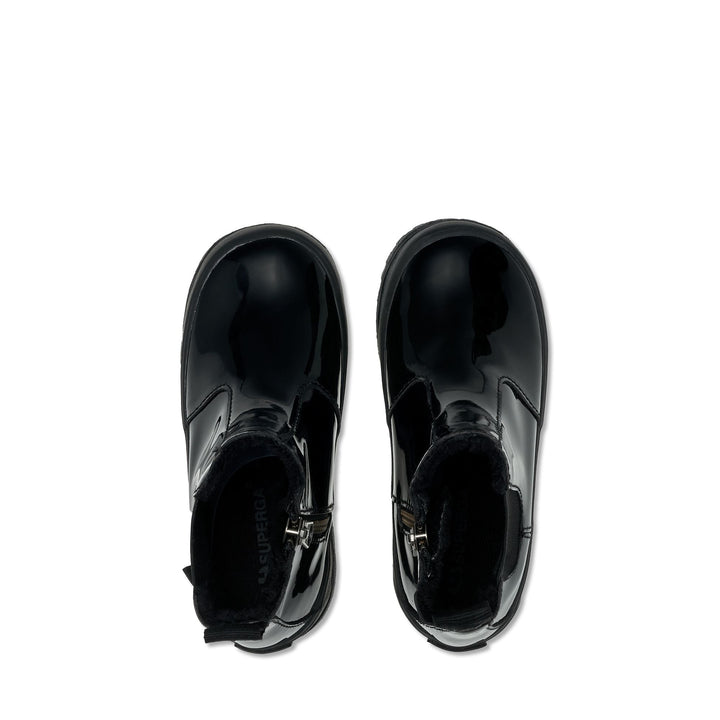 Mädchenstiefeletten Total Black mit glänzendem Obermaterial aus Synthetik 4