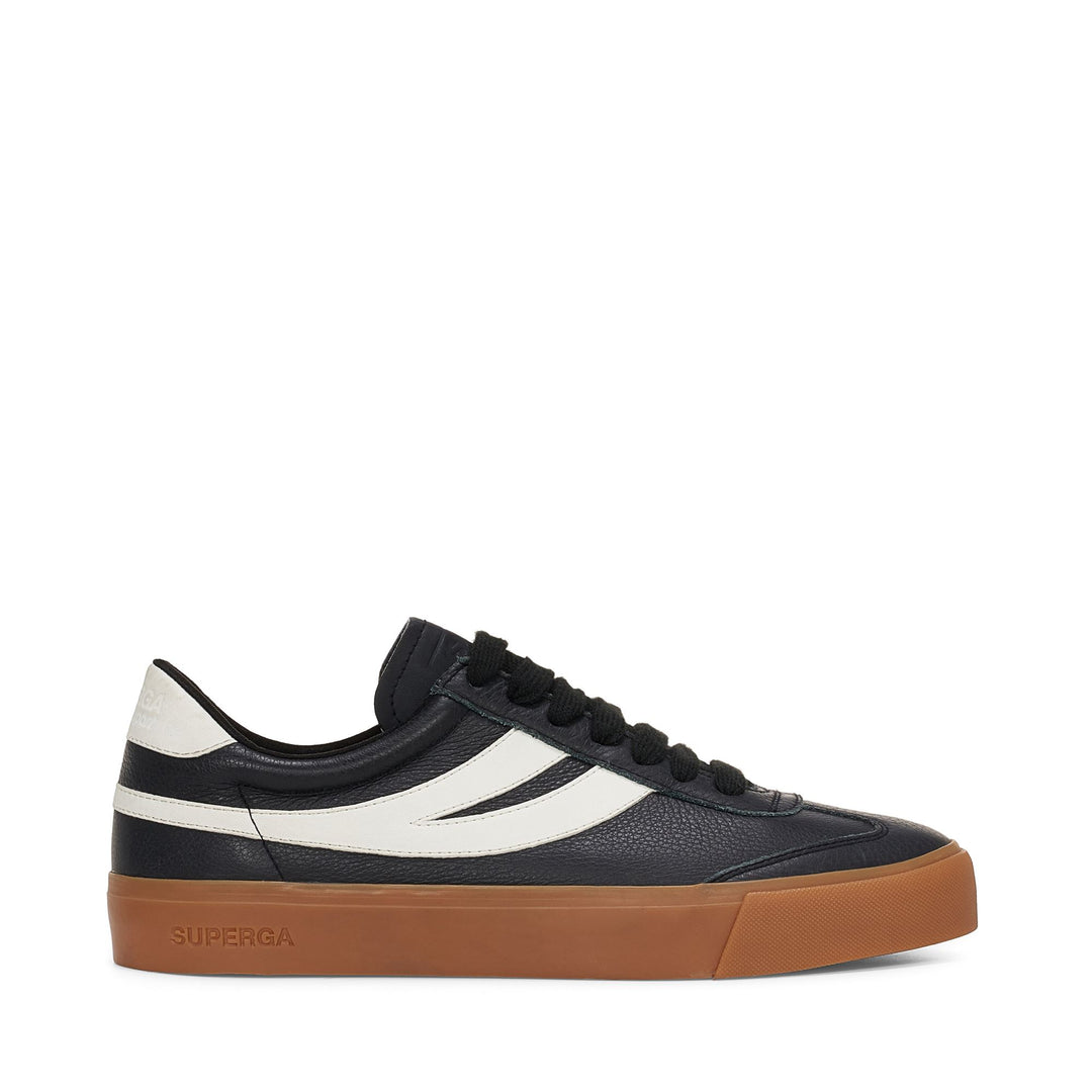 Schwarze Low-Cut-Sneakers mit Obermaterial aus Leder 01