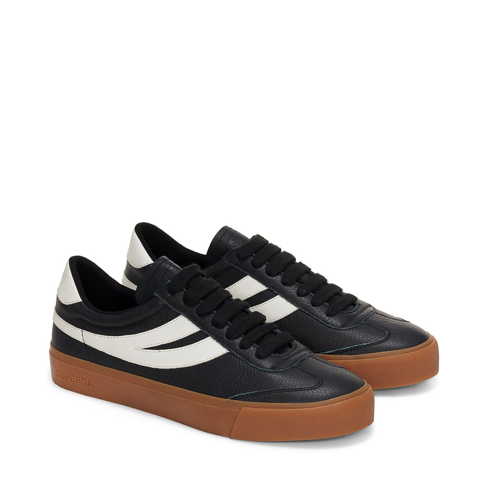 Schwarze Low-Cut-Sneakers mit Obermaterial aus Leder 02