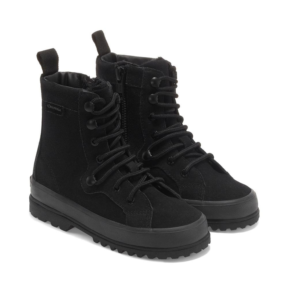 Schwarze Stiefeletten für Kinder mit Obermaterial aus Wildleder 02