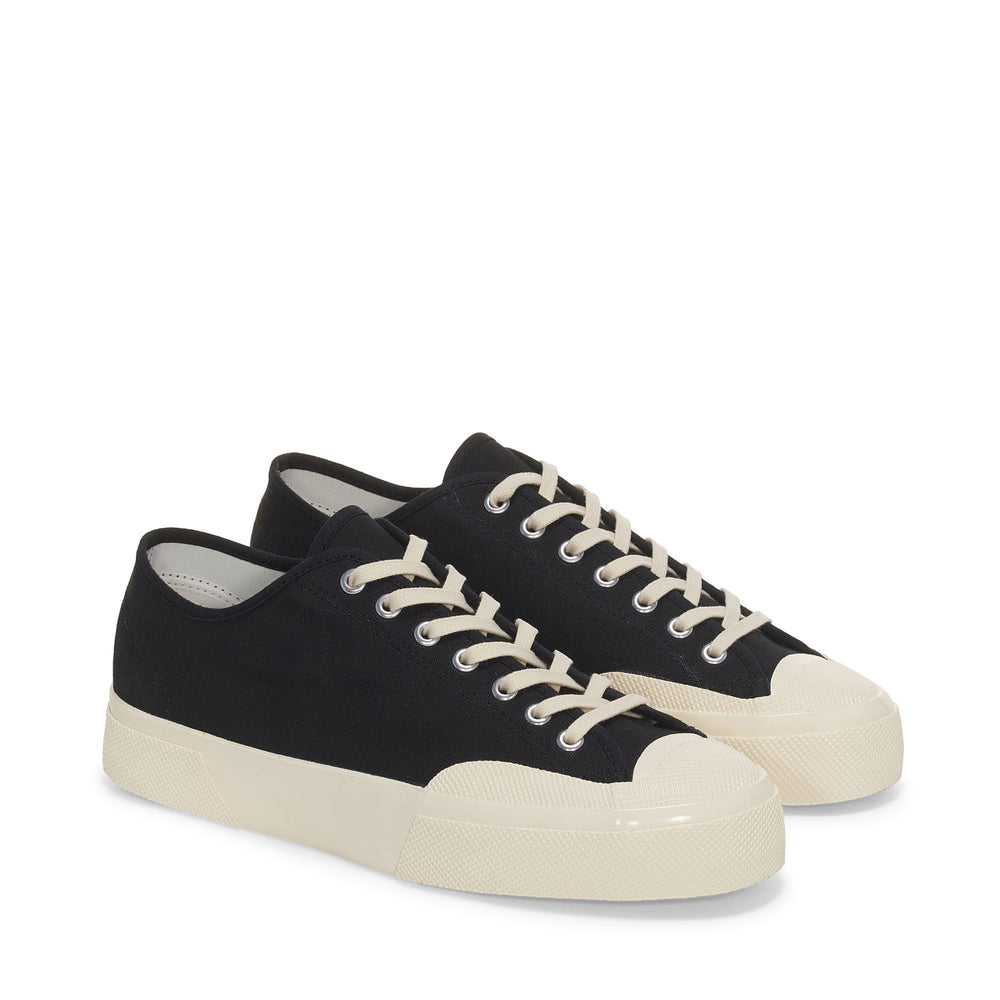 Schwarze Low Cut-Sneakers mit Obermaterial aus Baumwolle 02