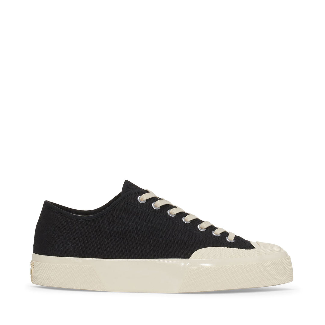 Schwarze Low Cut-Sneakers mit Obermaterial aus Baumwolle 01