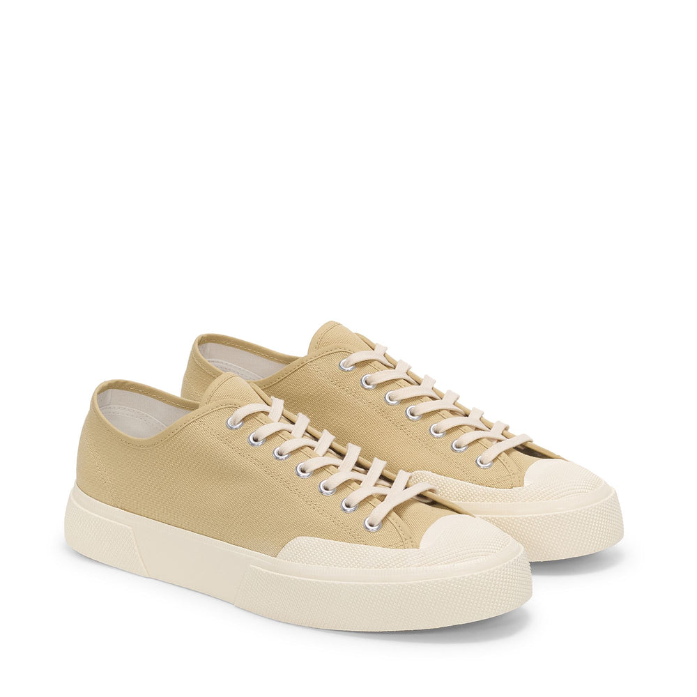 Unisex Beige Low Cut Sneakers with Cotton Upper 02
