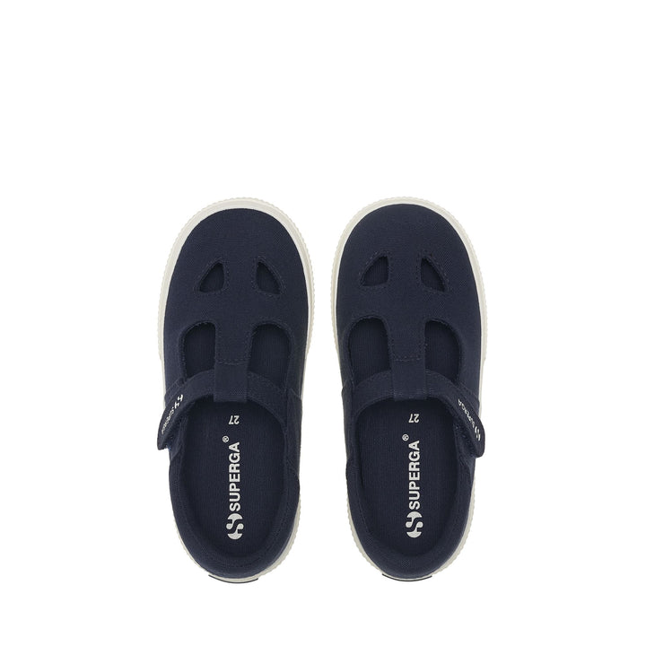 Blaue Sandalen für Kinder mit Obermaterial aus Baumwolle 4