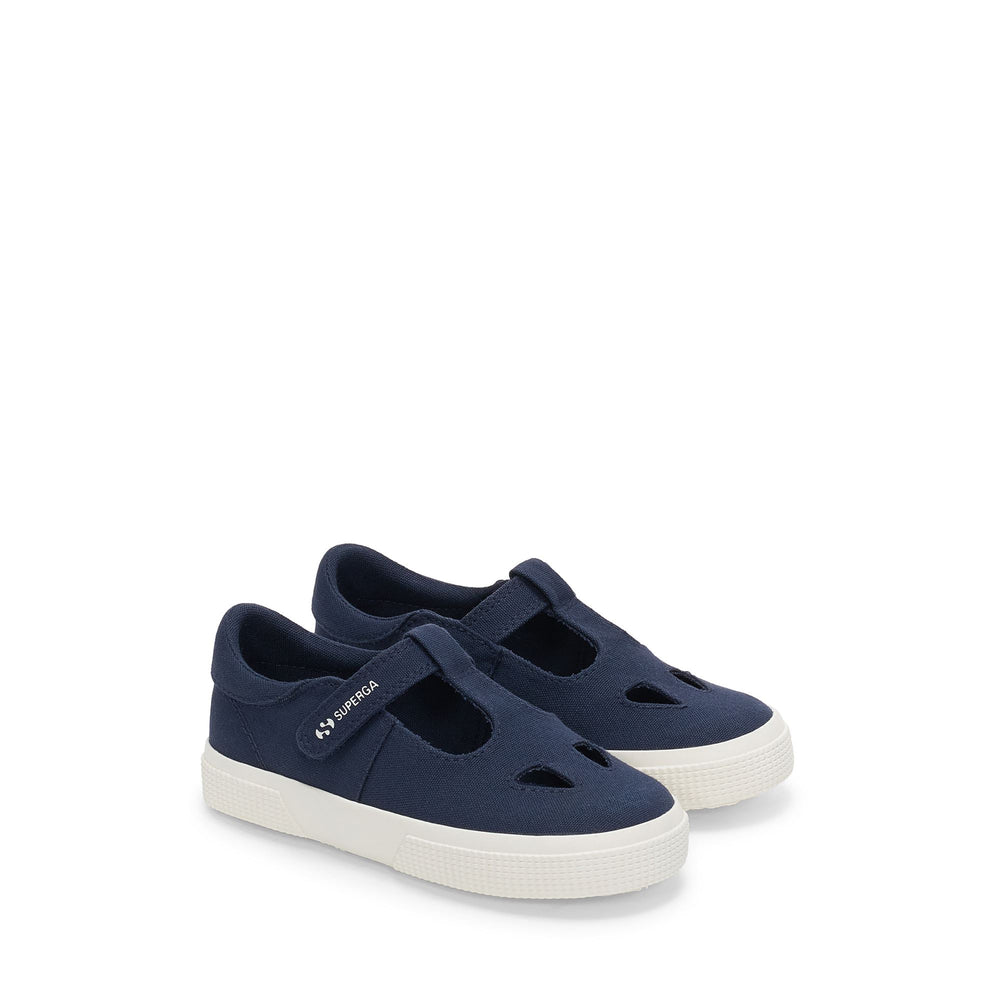 Blaue Sandalen für Kinder mit Obermaterial aus Baumwolle 02