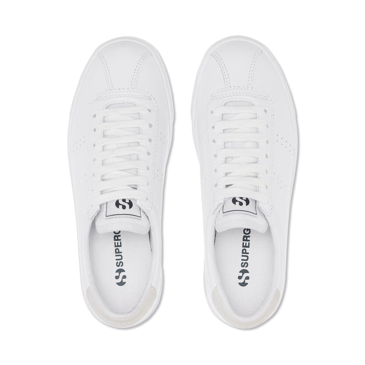 Unisex Full White Low Cut Sneakers with Leather Upper 4
