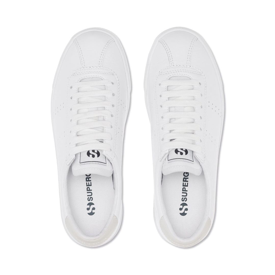 Unisex Full White Low Cut Sneakers with Leather Upper main