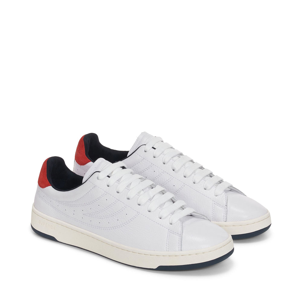Weiße Unisex Low Cut Sneakers mit Obermaterial aus Leder 02