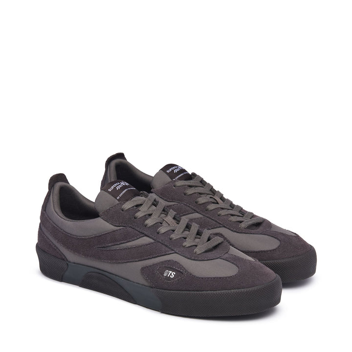 Graue Unisex-Sneaker mit niedrigem Schnitt und Obermaterial aus Wildleder und Nylon 2