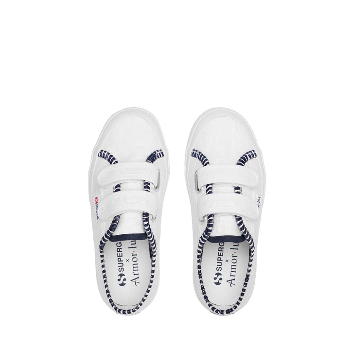 Weiße Kinder-Sneaker mit Obermaterial aus Baumwolle 4