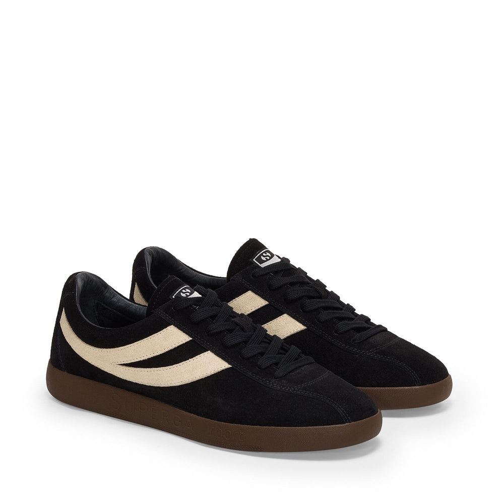 Unisex Black Low Cut Sneakers with Suede Upper 02