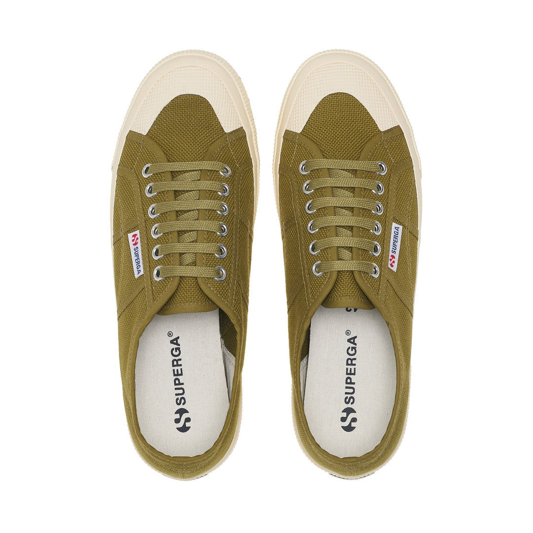 Baskets basses unisexes vertes avec tige en coton main