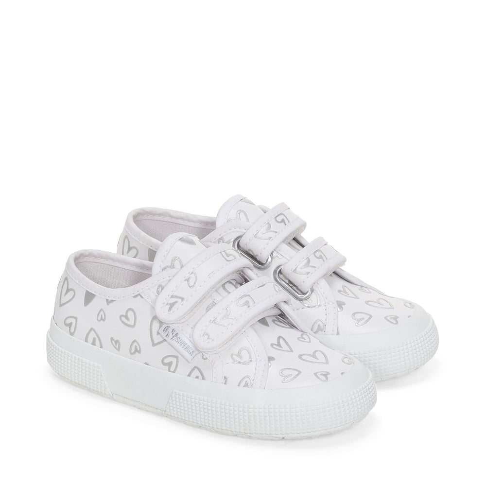 Weiße Low Cut Sneakers für Mädchen mit Obermaterial aus Baumwolle 02