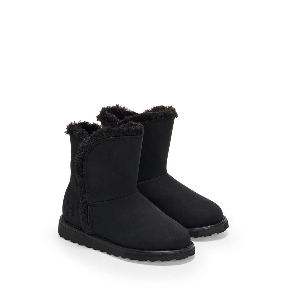 Hohe schwarze Mädchenstiefel mit Obermaterial aus Synthetik 02